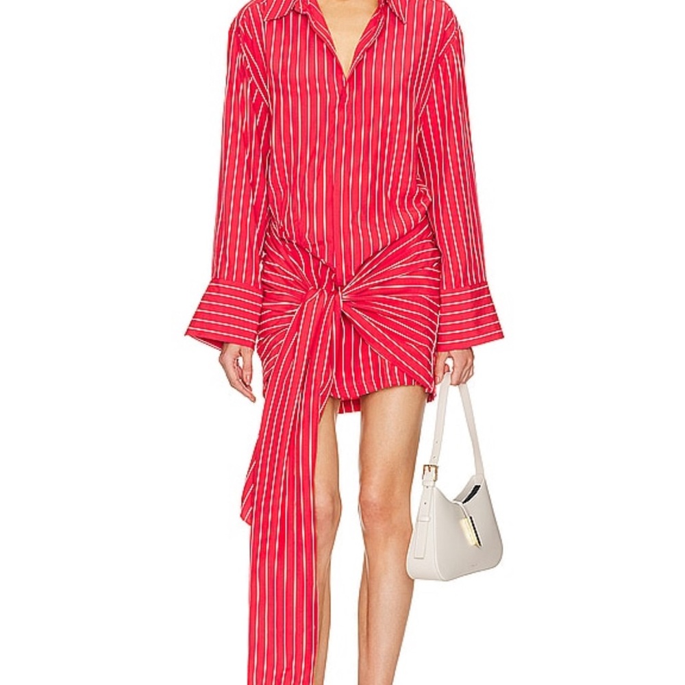 Bardot Red Striped Long Sleeve Dress